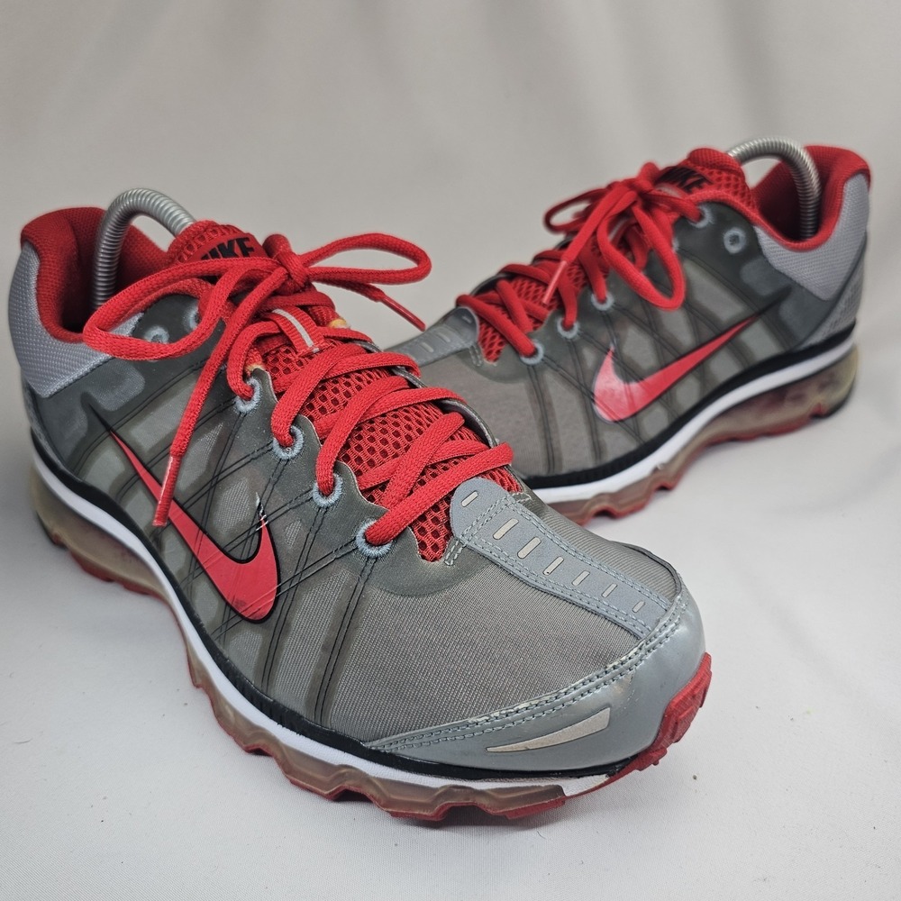 Nike Air Max 2009 Men's 8.5 Stealth Gray Red Running Shoes Sneakers 354744-013